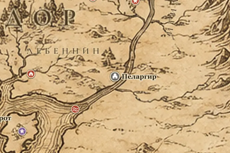 Пеларгир на карте Средиземья