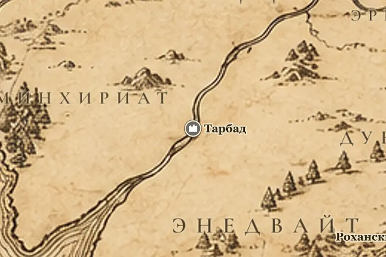 Тарбад на карте Средиземья